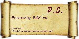 Preiszig Sára névjegykártya